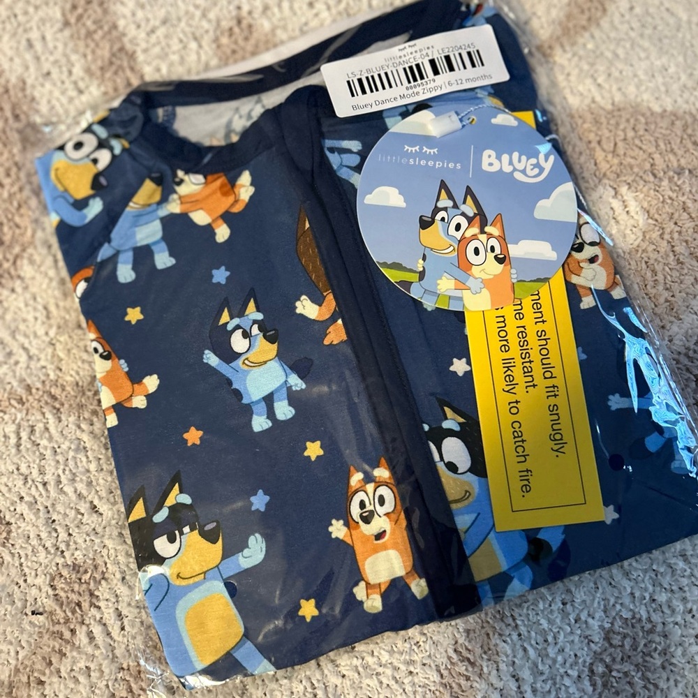 Little sleepies bluey zippy 6-12 NIP